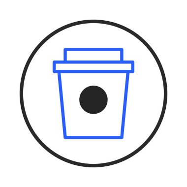A sleek and modern graphic representation of a disposable coffee cup, perfect for use as an icon on websites, applications, or marketing materials. Its clean lines and minimalistic design make it