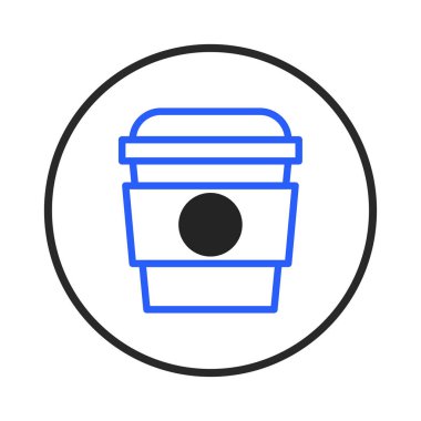 A clean and modern line art illustration of a coffee cup within a circular frame. Perfect as a minimalist icon or graphic element for websites, mobile apps, or branding projects relating to coffee