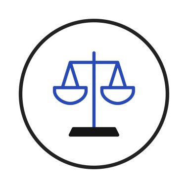 A graphic icon displaying the classic scales of justice, subtly designed to showcase equality and fairness. Ideal for use in legal documents, presentations, or website elements requiring a clear and