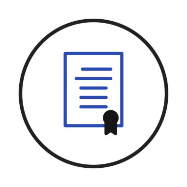 A symbolic representation featuring a document icon coupled with a seal, signifying verification and authentication. Intended for use in interfaces or presentations relating to official documents,