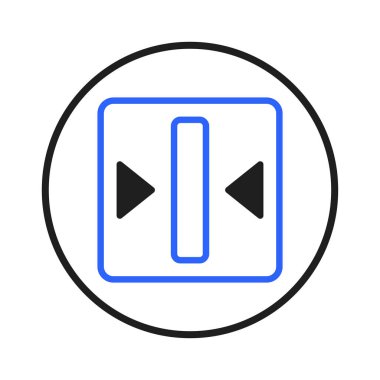 Resizable frame icon design illustration showing dimensions or adjust the interface element. The vector graphic represents an adjustable square frame with bidirectional arrows, indicating the