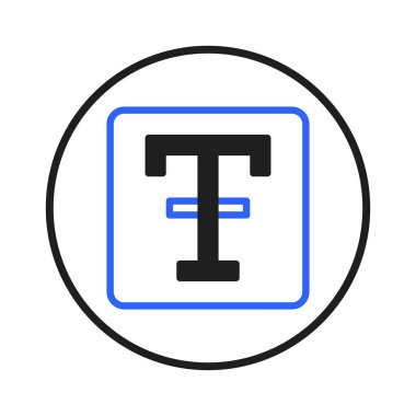 A text tool icon displayed inside a rounded frame. A clear and minimalist graphic design for digital platforms. Useful in UI/UX to improve the interface by providing an easily recognizable symbol