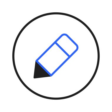 Minimalist bir kalem ikonu, daire şeklinde çevrili, temiz ve modern bir tasarıma sahiptir. Bu vektör grafik yazma, düzenleme, tasarım veya yaratıcı uğraşlar için uygundur. Basit ama açık.
