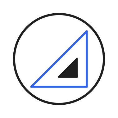 Bu büyüleyici görüntü bir dairenin içine yerleştirilmiş bir dik üçgen içeren geometrik bir tasarım sergiliyor. Temiz çizgiler ve katı renkler, minimalist bir estetik sunuyor ve modern çağa uygun hale getiriyor.