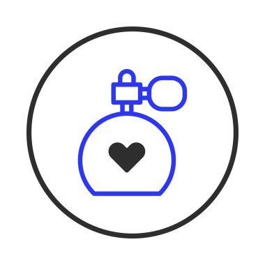 Basitleştirilmiş, zarif bir çizgi, kalp şeklinde bir parfüm şişesi sergiliyor, aşk ve güzelliği çağrıştırıyor. İnce hatlar ve dairesel çerçeve kullanılarak dizayn,