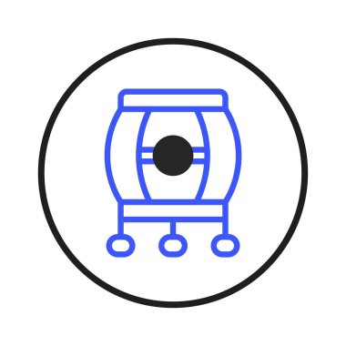 Çember içinde bir geometrik tasvir, modern bir konteyner sistemini sembolize eder, bu görüntü teknolojik yenilikleri kapsar, ulaşımla ilgili kavramları aktarmak için idealdir.,