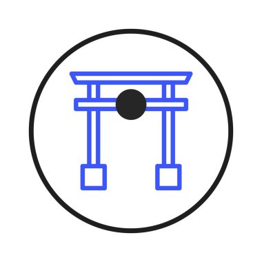 Bu minimalist illüstrasyonda geleneksel Japon mimarisi ve kültürünü sembolize eden bir daire içinde stilize edilmiş torii kapısı yer alıyor. Temiz çizgiler ve basit geometrik biçimler modern bir şekil yaratır.