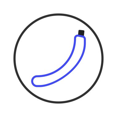 Çemberin içine kapsüllenmiş bir muzun minimalist çizimi büyüleyici ve düzenli bir görüntü yaratır, çeşitli tasarım uygulamaları için idealdir, tazeliği, sağlığı ve basitliği sembolize eder