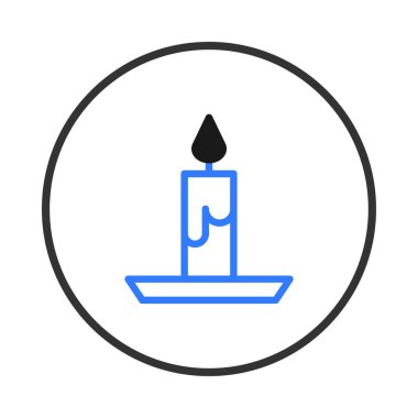 Bir vektör sanat illüstrasyonu belirgin mavi ve siyah renk paleti olan bir mumu temsil eder. Mum, dijital ruhsal, meditasyon ya da rahatlama projesi için uygun bir dinginlik hissi yayar.