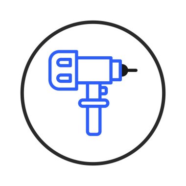 Beyaz arka planda pnömatik bir alet tasarımının basit ama ayrıntılı bir çizimi, onarım ve profesyonel ya da tamirci hizmetlerini vurgulamaya ihtiyaç duyan projeler için ideal. İllüstrasyon şu şekilde işe yarar: