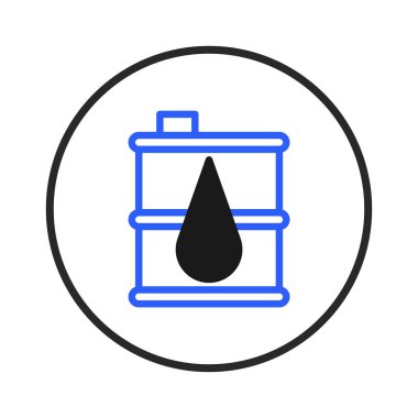 Düşen yağ damlasına sahip bir petrol varilinin minimalist sembolü petrol endüstrisinin özünü taşır. Bu grafik ham petrol, enerji kaynakları, yakıt üretimi ve küresel