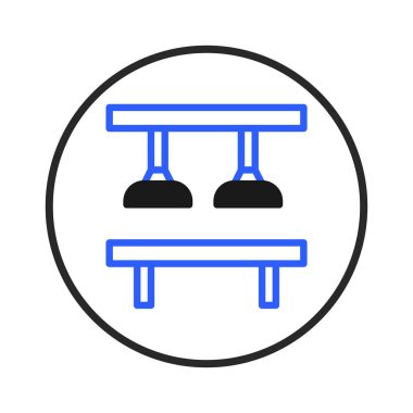 Geometrik tarzda tasarlanmış, soyut makine elementlerini içeren basit bir tasarım. Bu modern illüstrasyon endüstriyel süreçleri, makine mühendisliğini, teknolojik ilerlemeyi temsil edebilir.,