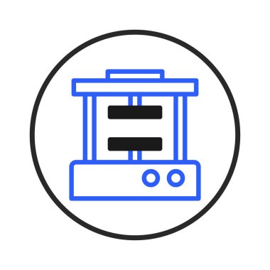 Bu soyut tasarım, karmaşık olmayan geometrik şekilleri ve dinamik zıt renkleri vurgulayan, bir dairenin içine yerleştirilmiş biçimlendirilmiş bir cihaz sunar. Çağdaş bir estetik duygusu taşır.