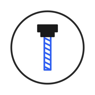 Bir minimalist illüstrasyon dairesel çerçevede siyah ve mavi bir matkap ucu tasvir eder. Örgüt, sanayi kavramlarını, inşaat araçlarını ve mühendislik tasarımlarını temsil etmek için ideal olduğunu da ekliyor.