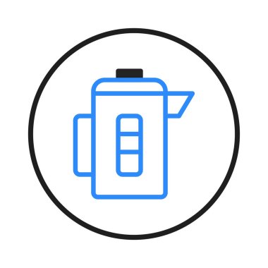 Elektrikli su ısıtıcısını tasvir eden parlak, minimalist bir ikon. Bu tasarım, modern web tasarımı, markalaşma ve bilgilendirici illüstrasyonlarda kullanım için ideal olan basit satır ve biçimleri vurgular.