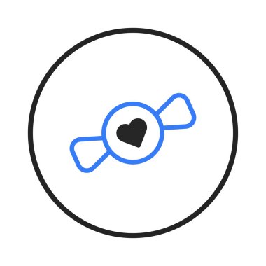 Merkezinde sevgi ve tatlılığı sembolize eden kalbi olan mavi çizgili bir şekeri içeren basit bir vektör tasarımı. İmaj, aşk ve romantik jestleri iletmek için mükemmel.