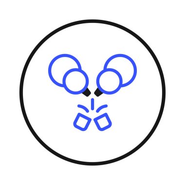 A minimal line art illustration depicts a celebratory toast. Two glasses are angled towards each other, with bubbly highlights emanating from their point of contact, creating a sense of festive