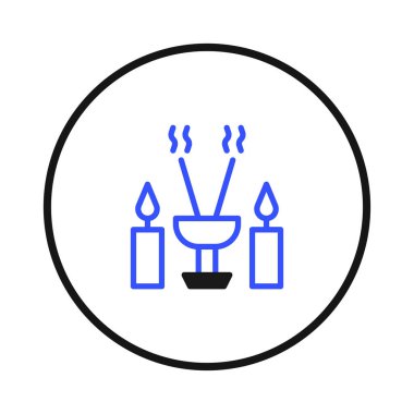 Minimalist and elegant illustration featuring candles, a chalice, and incense, symbolizing spirituality, meditation, and inner peace. Ideal for themes related to mindfulness, religious practices,