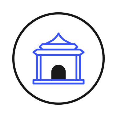 Captivating architectural illustration displaying an elegant building outline. This icon embodies culture and tradition, with minimalist aesthetics suitable for various creative uses. The simple