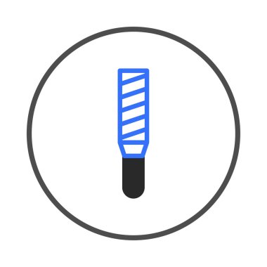 A minimalist graphic of a blue, rectangular tool with diagonal lines is centered within a white circle. This icon represents precision crafting, building, repair, and the importance of accurate
