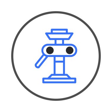 Tarzlı bir illüstrasyon mavi mekanik kriko sunar, titizlikle hassasiyet ve verimliliği çağrıştırmak için tasarlanmıştır. Gri dairesel bir hatla kaplandığında, bu resim,