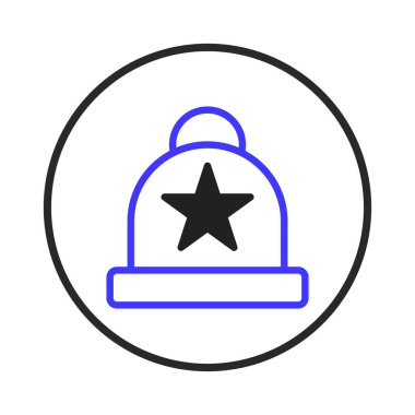 This minimalist illustration represents a winter hat emblem, perfect for branding, or icon design. Features a star and a clean, modern aesthetic which provides visual clarity and professional