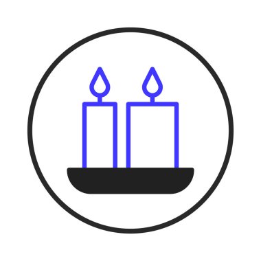 A minimalist vector illustration features two stylized burning candles placed side by side. The design emphasizes simplicity and clean lines, creating a calm and peaceful ambiance suitable for