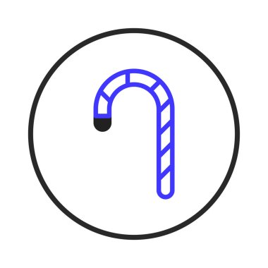 A charming candy cane graphic evokes holiday joy. This minimal illustration presents a traditional sweet in a contemporary design, ideal for seasonal projects or digital artwork. This design creates