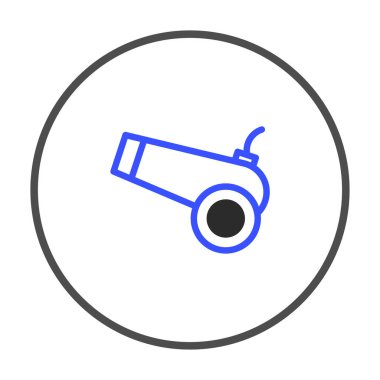 Bir topun stilize edilmiş mavi çizgisi gri bir dairenin içinde sunulur. Bu minimalist tasarım tarihin, askeri gücün ve topçuların kullanım için ideal olan sembolik temsilinin temaları anımsatmaktadır.