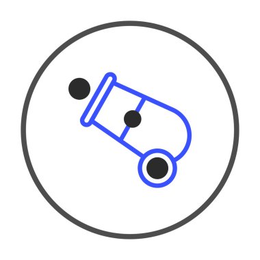 Bu basit illüstrasyon mavi çizgili ve siyah küreli bir topu tasvir eder, hepsi temiz bir daire içinde kapsüllenmiştir. Grafik tasarımı, logolar ve sanatsal sanatlar için temiz ve ideal.