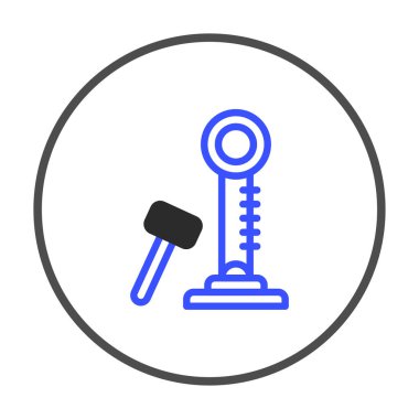 The striking game image features a high striker strength test challenge. The flat design employs a stylized approach, utilizing a restricted color palette to create visual clarity. This graphic icon