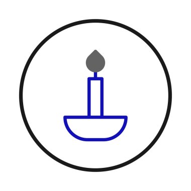 Bu minimalist imge parlak bir mum dizaynı sergiliyor, mavi bir mum tutacağı ve yumuşak gri bir alevi var. Dairesel bir çerçevenin içine gizlenmiş ikon, sükunet ve basit duyguları çağrıştırıyor.