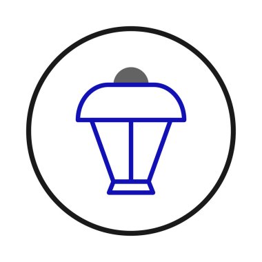 Simetrik bir fener sembolünü tasvir eden temiz ve modern bir grafik. Tasarım klasik bir sokak lambası silueti ile yuvarlak kenarları birleştirerek kentsel aydınlanmanın görsel bir temsilini sunuyor.