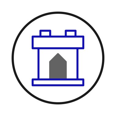 Ortaçağ kalesinin basit ama güçlü bir simgesi, net hatlar ve geometrik formlarla çizilmiş, dairesel bir çerçevede kapsülleştirilmiş, güvenlik, koruma ve tarihsel duyguları çağrıştırıyor.
