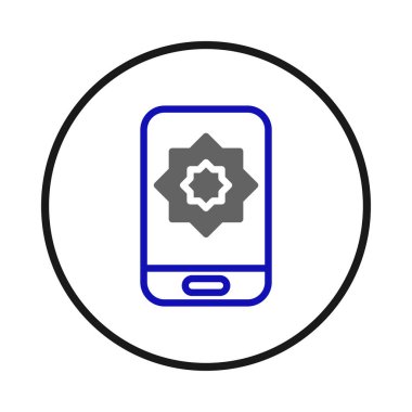Merkezi geometrik tasarımı olan ve muhtemelen mobil bir arayüz içinde bir uygulama veya özelliği temsil eden stilize edilmiş bir telefon ekranı içeren basit ve gösterişli bir simge. Temiz çizgiler ve minimalist