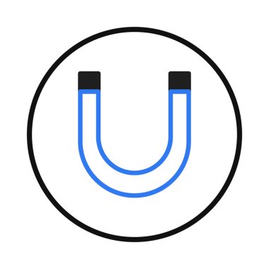 Çemberin içindeki U şeklindeki mıknatıs görüntüsü cazibeyi simgeliyor. Bilimsel kavramları, teknolojiyi, fiziği veya manyetik alanları, enerjiyi ve cazibeyi tasvir etmek için mükemmel.