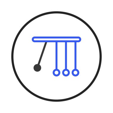 Newton 'un beşiğinin sanatsal bir temsili modern, basit bir tasarım yoluyla momentum ve kinetik enerji prensiplerini vurguluyor. Eğitimsel amaçlar için net ve özlü bir görsel.,