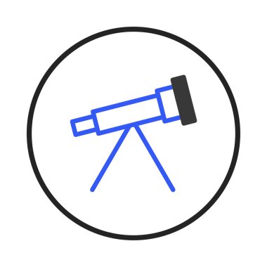 Bu resimde astronomi alanında keşfi ve keşfi sembolize eden minimalist bir teleskop tasarımı sergilenmektedir. Temiz çizgiler ve zıt renkler bilimsel bir araştırmayı çağrıştırıyor.