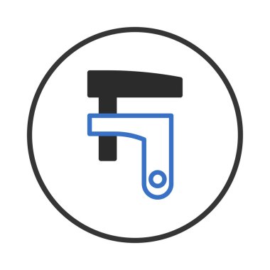 Çıtır bir illüstrasyon, inşaat ve ahşap işçiliğini sembolize eden bir klemp aracına sahiptir. Mekanik hassasiyet, güvenli kavrama ve bağlanma uzmanlığını temsil ediyor. Tasarım görsel olarak temiz ve