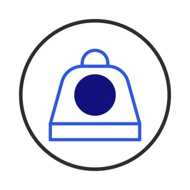 Minimalist bir vektör illüstrasyonunda, dairesel bir çerçevede merkezlenmiş mavi soyut bir şekil gösterilir. Geometrik tasarım simgeler, semboller veya grafikler için uygun temiz ve modern bir estetik sunar