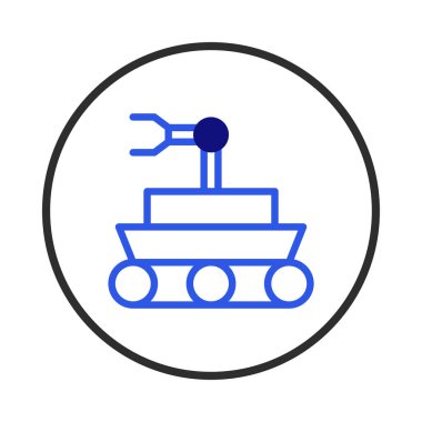 Minimalist tasarım, keşif ve teknolojik ilerlemeyi sembolize eden cesur bir çember içinde kaplanmış mavi bir robotik gezgin ikonuna sahip. Bilinmeyene bir yolculuğu temsil ediyor.