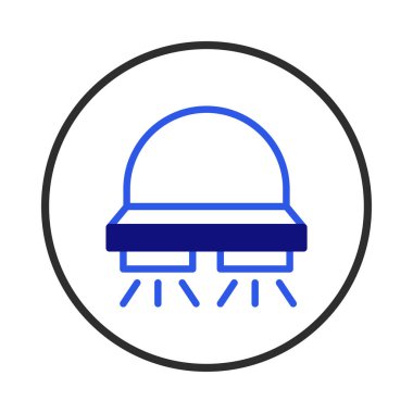 Modern abstract geometric graphic illustration. Features a stylized design with blue and dark blue colors. Minimalistic, clean design suitable for creative projects, artwork, logos or icon for