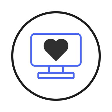 A simple yet meaningful representation of online affection. The image features a computer monitor displaying a heart symbol, signifying digital expressions of love and connectivity within the vast