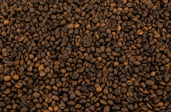 Kaffeebohnen Hintergrund Großaufnahme Von Gerösteten Kaffeebohnen — Stockfoto