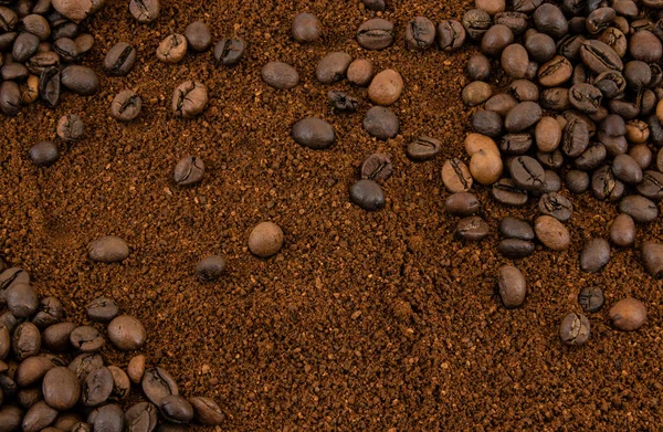 Кофейные Зерна Черном Фоне — стоковое фото