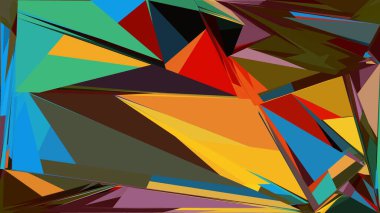 Soyut şekiller patlama yapar. Kırık cam parçaları. Spor, müzik veya bilgisayar oyunu için parlak dinamik arkaplan.