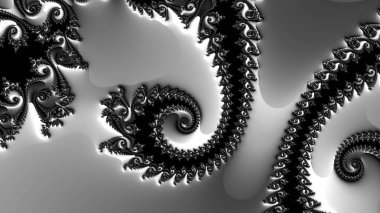 dijital soyut fraktal arkaplan bilgisayarda siyah ve beyaz olarak oluşturuldu.