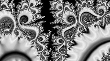 dijital soyut fraktal arkaplan bilgisayarda siyah ve beyaz olarak oluşturuldu.