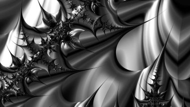 dijital soyut fraktal arkaplan bilgisayarda siyah ve beyaz olarak oluşturuldu.