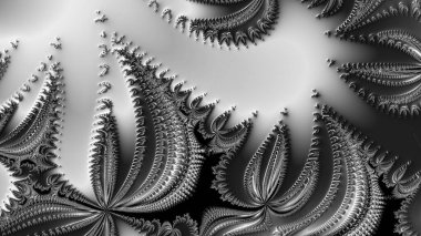 dijital soyut fraktal arkaplan bilgisayarda siyah ve beyaz olarak oluşturuldu.